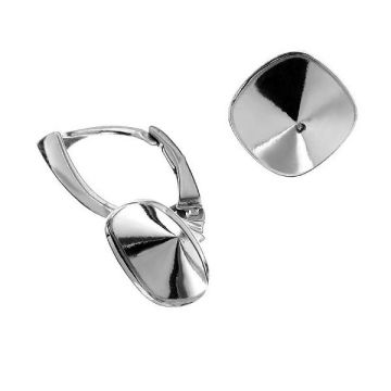 Cushion crystals earrings base, sterling silver 925, BA ver.B SET OKSV 4470 12 mm (4470 MM 12)