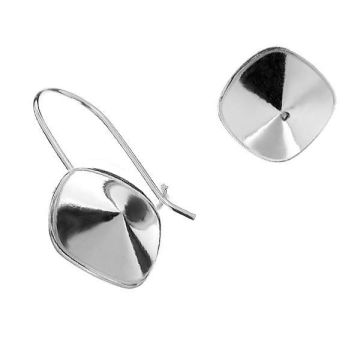 Cushion crystals earrings base, sterling silver 925, BZ ver.B OKSV 4470 12 mm (4470 MM 12)