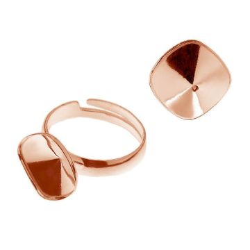 Cushion crystals ring base, sterling silver 925, U-RING ver.B OKSV 4470 12 mm (4470 MM 12)*18K - Rose Gold Plated - 0,4 µm