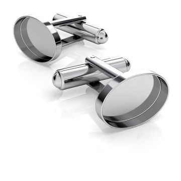 Montatura per gemelli - FMG 14X10MM CUFFLINK*RH - Rodiato bianco