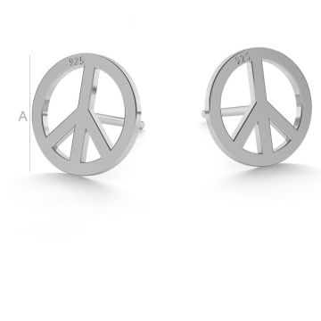 Peace symbol earrings - LK-0590 10x10 mm*PT - Platinum Plated