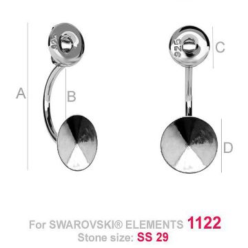 Swing earrings Rivolii 6MM (base) - OKSV 1122 6MM BAR 1*PT - Platinum Plated