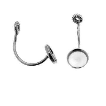 Front back earring resin base, sterling silver 925, KLN FMG-R 1x6 mm