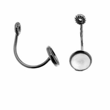 Front back earring resin base, sterling silver 925, KLN FMG-R 1x6 mm*PT - Platinum Plated