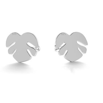 Monstera earrings, sterling silver 925, KLS LK-0568 - 0,50 7,7x9 mm