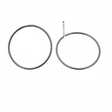 2 cm circle earring studs - KLS-11 1x20 mm*PT - Platinum Plated