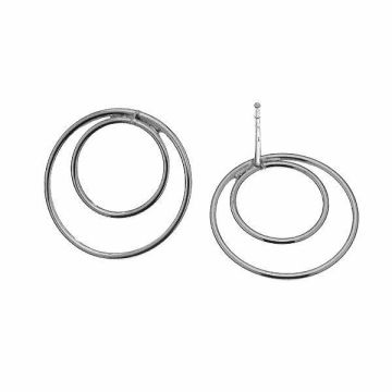 Double circle earring studs (1,0 / 1,6 cm) - KLS-12*PT - Platinum Plated