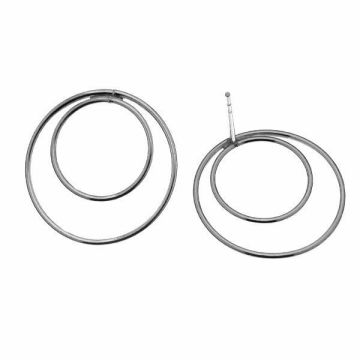 Double circle earring studs (1,3 / 2,0 cm) - KLS-13*PT - Platinum Plated