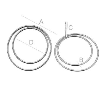 Double circle earring studs (1,6 / 2,0 cm) - KLS-14