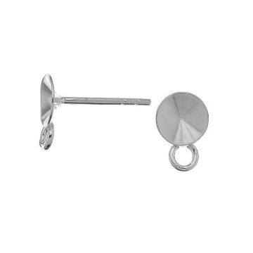 Base earrings post for Rivoli 6mm - KLSG CON 1 OKSV 1122 6 mm (1122 SS 29)*RH - White Rhodium Plated