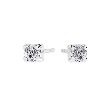 Zirconia 3mm earrings, sterling silver 925, KLS-15 3x14 mm