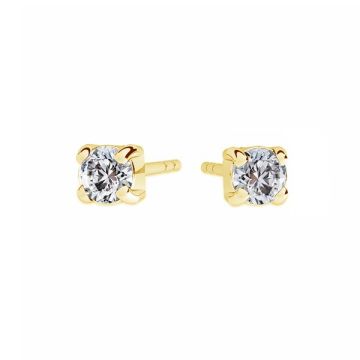 Zirconia 3mm earrings, sterling silver 925, KLS-15 3x14 mm*24K - Gold Plated - 0,4 µm