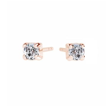 Zirconia 3mm earrings, sterling silver 925, KLS-15 3x14 mm*18K - Rose Gold Plated - 0,4 µm