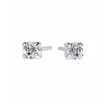 Zirconia 3mm earrings, sterling silver 925, KLS-15 3x14 mm*RH - White Rhodium Plated