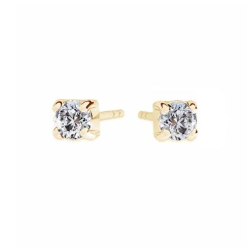 Zirconia 3mm earrings, sterling silver 925, KLS-15 3x14 mm*18K - Light Yellow Gold Plated - 0,4 µm