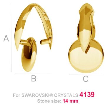 Prosty krawat do kryształów - zaciskany*srebro AG 925*pokryte 18K złotem (jasno żółte) - 0,4 µm