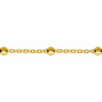 Ancora con pallina Catena 2mm in metri*argento sterlina*24K - Placcato oro - 0,4 µm