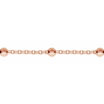 Ancora con pallina Catena 2mm in metri*argento sterlina*18K - Placcato oro rosa - 0,4 µm