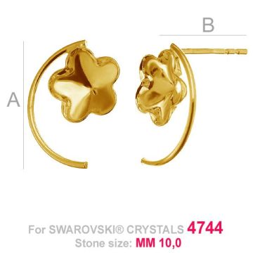 Flower 10mm Swarovski earrings base FKSV 4744 MM 10 KLS ver.2*24K - Gold Plated - 0,4 µm