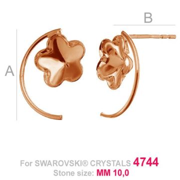 Flower 10mm Swarovski earrings base FKSV 4744 MM 10 KLS ver.2*18K - Rose Gold Plated - 0,4 µm