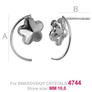 Flower 10mm Swarovski earrings base FKSV 4744 MM 10 KLS ver.2*RH - White Rhodium Plated