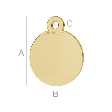 Round tag pendant gold 14K LKZ-00021 - 0,30 9x10 mm*Gold AU 585, 14K