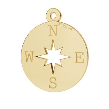 Compass wind rose pendant*gold 585*Gold AU 585, 14K