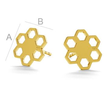 Honeycomb post earrings LK-0668 KLS - 0,50*24K - Gold Plated - 0,4 µm