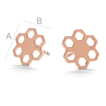 Honeycomb post earrings LK-0668 KLS - 0,50*18K - Rose Gold Plated - 0,4 µm