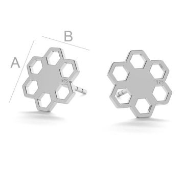 Honeycomb post earrings LK-0668 KLS - 0,50*PT - Platinum Plated