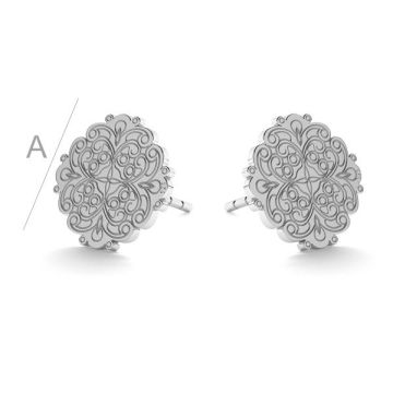 Rosette earrings, sterling silver 925, KLS LK-0669 - 0,50 10x10 mm*PT - Platinum Plated