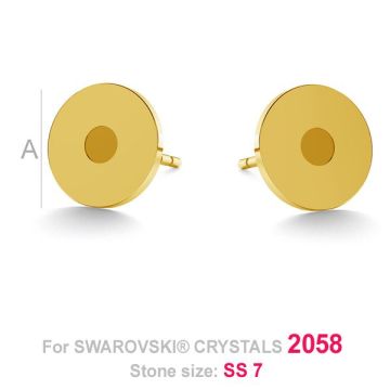 Round earrings post Swarovski base LK-0679 (2058 SS 7) - 0,50*24K - Gold Plated - 0,4 µm