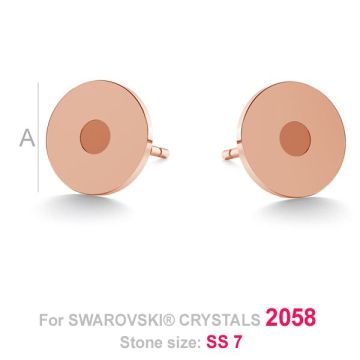 Round earrings post Swarovski base LK-0679 (2058 SS 7) - 0,50*18K - Rose Gold Plated - 0,4 µm