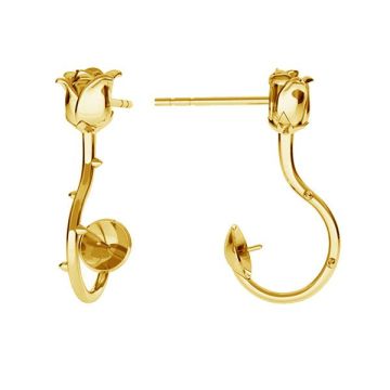 Stud earring - rose - base for pearls*silver AG 925*covered with 24K gold (yellow) - 0.4 µm