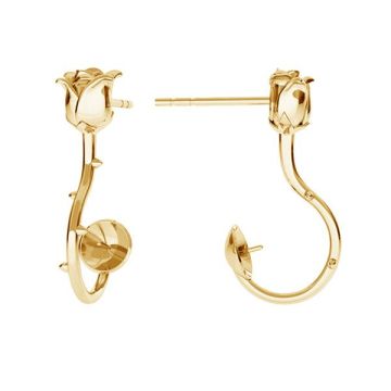 Stud earring - rose - base for pearls*silver AG 925*18K gold plated (light yellow) - 0.4 µm