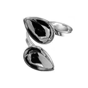 Double ring base for Pear Fancy stones D-RING OKSV 4320 10x14 mm x2 (4320 MM 14)*PT - Platinum Plated