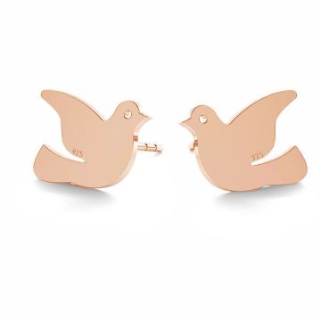 Pigeon bird earring, sterling silver 925, KLS LK-0686 - 0,50 9,5x12,9 mm*18K - Rose Gold Plated - 0,4 µm