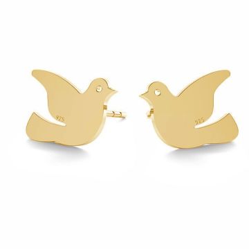 Pigeon bird earring, sterling silver 925, KLS LK-0686 - 0,50 9,5x12,9 mm*18K - Light Yellow Gold Plated - 0,4 µm