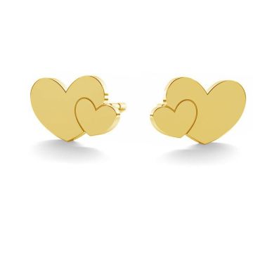 Heart post earring, KLS LK-0702 - 0,50 6,2x9,2 mm (L+R)*24K - Gold Plated - 0,4 µm