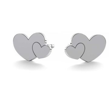 Heart post earring, KLS LK-0702 - 0,50 6,2x9,2 mm (L+R)*RH - White Rhodium Plated