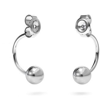 Ear back earrings with ball, sterling silver 925, BAR 1 KL-305 SWING 5x18 mm*RH - White Rhodium Plated