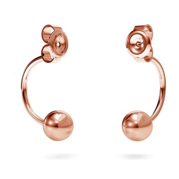 Ear back earrings with ball, sterling silver 925, BAR 1 KL-305 SWING 5x18 mm*18K - Rose Gold Plated - 0,4 µm