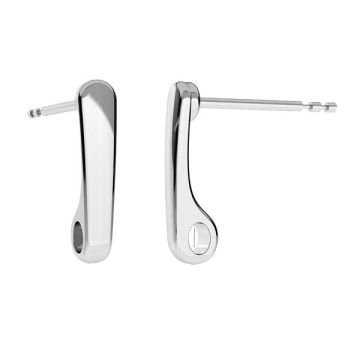 Ear post with loop KLS ODL-00209 3x14 mm*RH - White Rhodium Plated