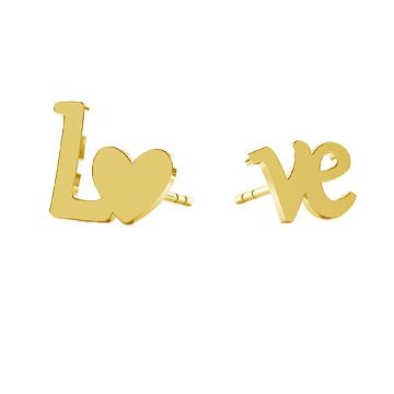 Love post earring, KLS LK-0750 - 0,50 8,7x10 mm (L+R)*24K - Gold Plated - 0,4 µm