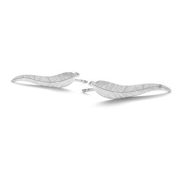 Feather climber earrings, sterling silver 925, KLS LK-0791 - 0,50 7,5x25 mm (L+R)