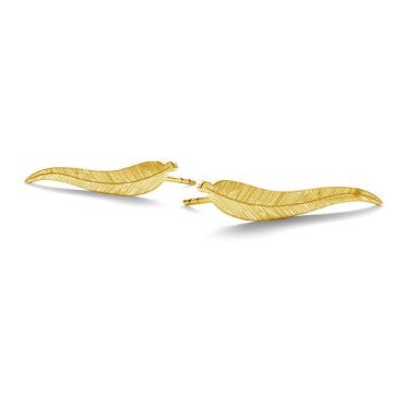 Feuille boucle d'oreille, KLS LK-0791 - 0,50 7,5x25 mm (L+R)*24K - Plaque avec de l'or - 0,4 µm