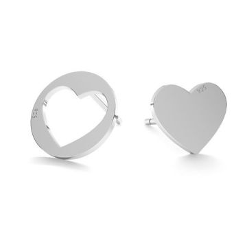 Heart post earring, KLS LK-0776 - 0,50 10x10 mm (L+R)