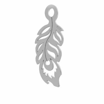 Peacock feather pendant, LK-0773 - 0,50*BRH - Black Rhodium Plated