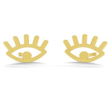 Eye of the Prophet post earring, sterling silver 925, KLS LK-0810 - 0,50 6,5x10,3 mm*24K - Gold Plated - 0,4 µm