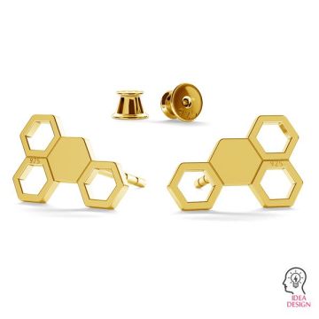 Honeycomb post earring, LK-0811 KLS (L+R) - 0,50